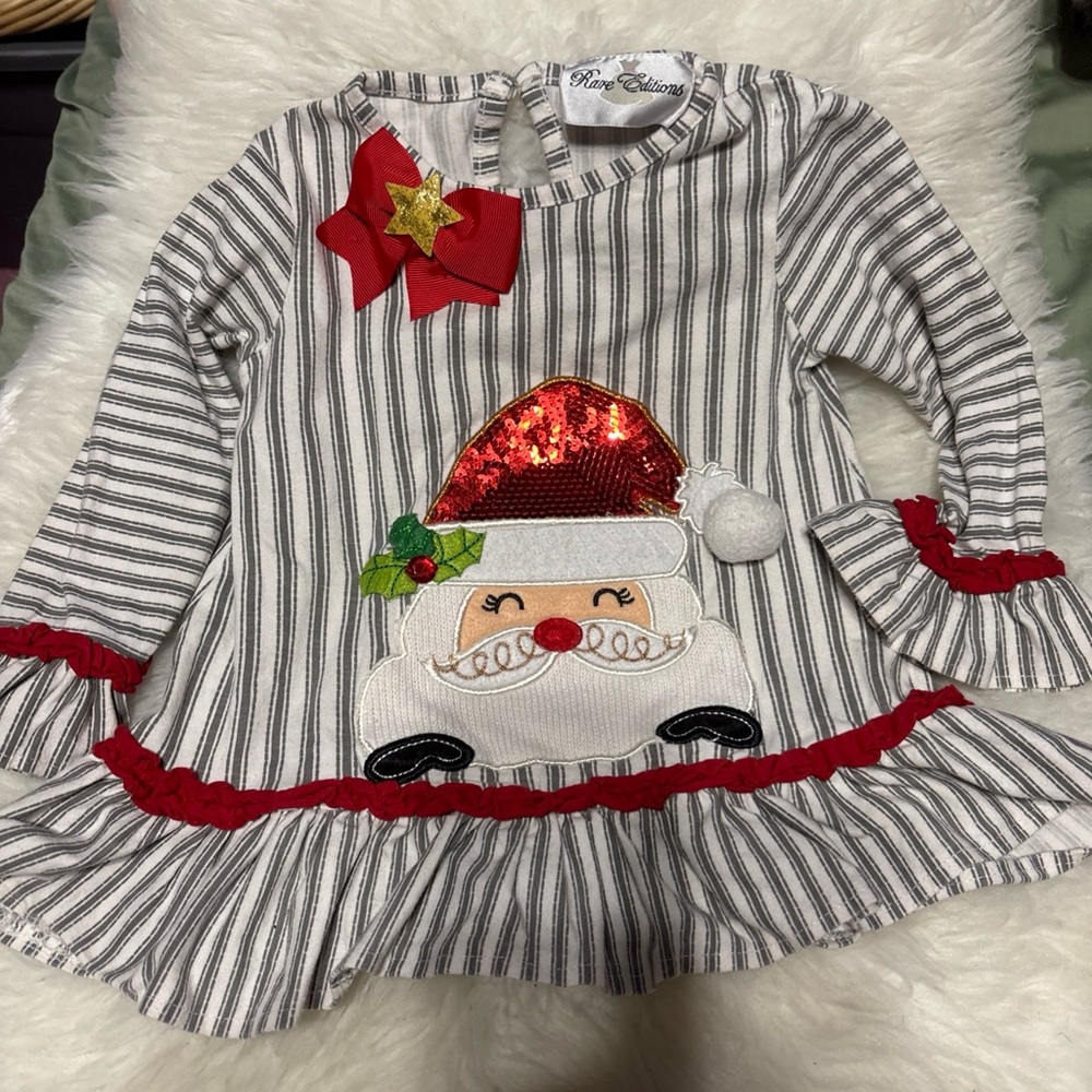Rare Editions Festive Santa Dress with Red and Green Accents
